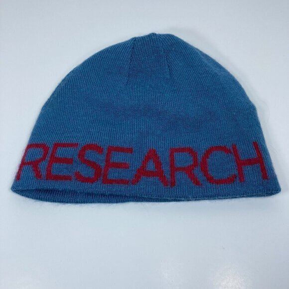 Outdoor Research Reversible Beanie Hat One Size Blue Red Knit Spellout Winter - Picture 4 of 4